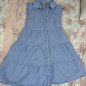 Monteau Blue Checkered Button-Up Blouse